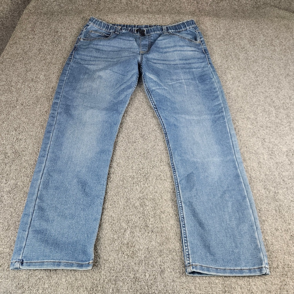 Wrangler Boys 16 Husky Blue Jeans Elastic Waist Straight Leg 5JCHWHB Medium Wash
